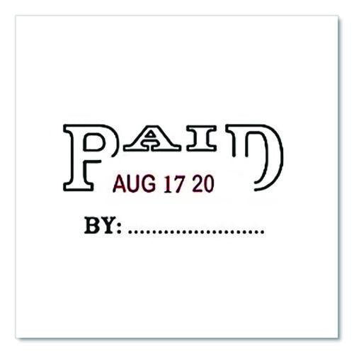 Image of Offistamp® 034508 Self-Inking Message Stamp With Blank "by" Line, 12 Years, Paid, 1.63" X 0.88", Black/red Ink
