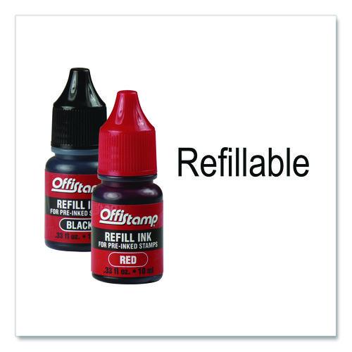 Image of Offistamp® 034508 Self-Inking Message Stamp With Blank "by" Line, 12 Years, Paid, 1.63" X 0.88", Black/red Ink