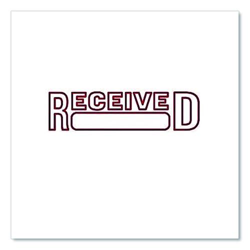 Image of Offistamp® 034512 Pre-Inked Message Stamp With Blank Date Box, Received, 1.63" X 0.38", Red Ink