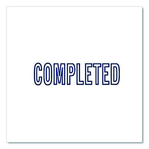 Image of Offistamp® 034519 Pre-Inked Message Stamp, Completed, 1.63" X 0.38", Blue Ink