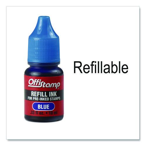 Image of Offistamp® 034519 Pre-Inked Message Stamp, Completed, 1.63" X 0.38", Blue Ink