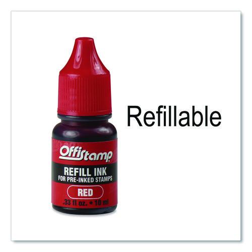 Image of Offistamp® 034520 Pre-Inked Message Stamp With Blank Date Box, Entered, 1.63" X 0.38", Red Ink