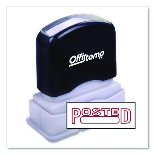 Image of Offistamp® 034521 Pre-Inked Message Stamp With Blank Date Box, Posted, 1.63" X 0.38", Red Ink