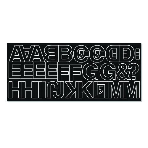 Image of Creative Start® 098135 Peel-and-Stick Letters, Numbers and Symbols, 1" Tall, Black Characters, White Background, 256 Pieces