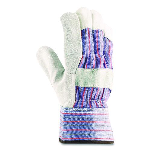 Image of PIP 84-7532/XL B/C Grade Shoulder Split Cowhide Leather Palm Gloves, Gunn Cut, Wing Thumb, X-Large, Blue/Gray, 12 Pairs