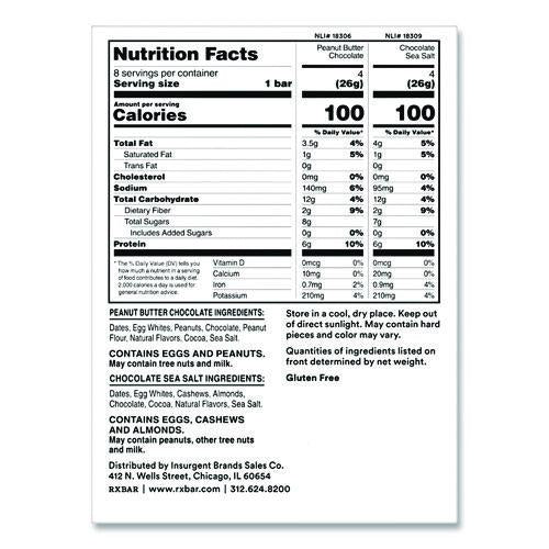 Image of RXBAR® KEE00190 Minis Protein Bars, Chocolate Sea Salt and Peanut Butter Chocolate, 0.9 oz Bar, 8/Box