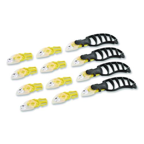 Image of CrewSafe CSI-10 X-Trasafe Cartridge Knife Kit, Four Assembled Knives, 8 Replacement Blade Cartridges, Yellow