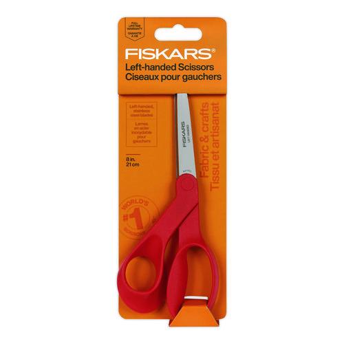 Image of Fiskars® 1069756 Premier Left Handed Scissors, 9.75" Long, 8" Cut Length, Offset Red Handle