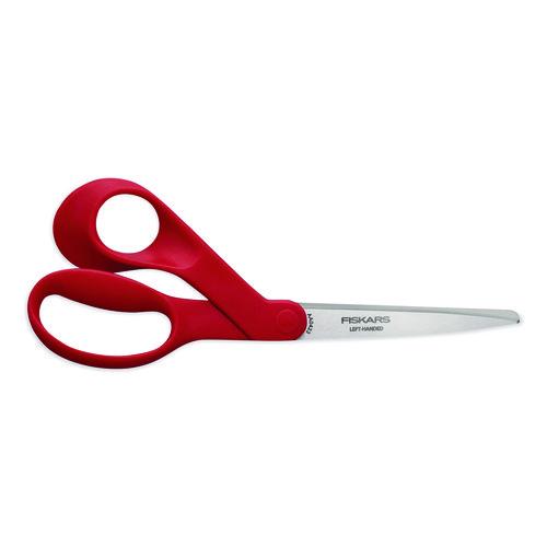 Image of Fiskars® 1069756 Premier Left Handed Scissors, 9.75" Long, 8" Cut Length, Offset Red Handle