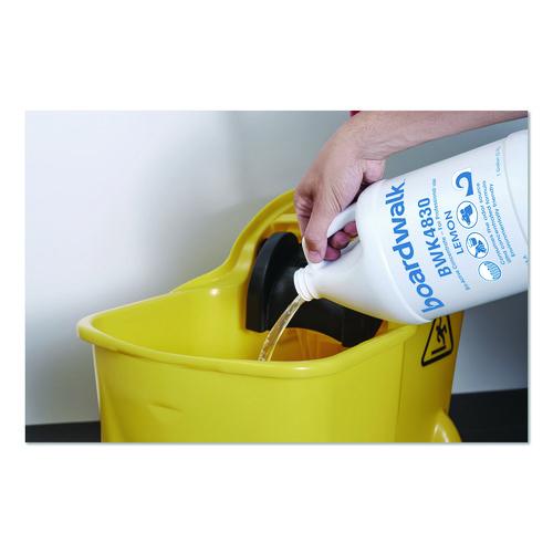 Image of Boardwalk® 105G-P-000I004M-22-21430 Odor Eliminator Enzyme Plus Concentrate, Lemon Scent, 1 gal Jug, 4/Carton