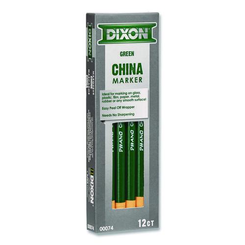 Image of Dixon® X000740002 China Marker, 0.3" x 7", Green, Dozen