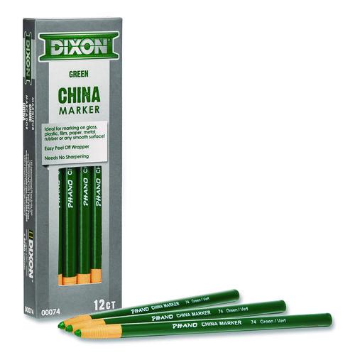 Image of Dixon® X000740002 China Marker, 0.3" x 7", Green, Dozen