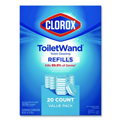 Image of Clorox® 31049 ToiletWand Toilet Cleaning Refills, Disinfecting Scrubbing Pads, 20 Count, 4/Carton