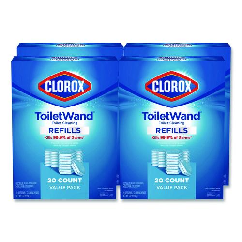 Image of Clorox® 31049 ToiletWand Toilet Cleaning Refills, Disinfecting Scrubbing Pads, 20 Count, 4/Carton