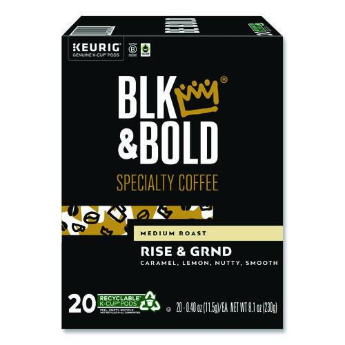 Image of BLK & Bold® 5000372407 Rise and GRND K-Cups, 0.41 oz K-Cup, 20/Box
