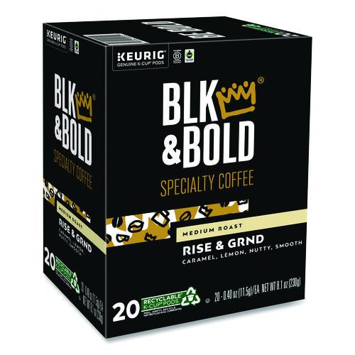 Image of BLK & Bold® 5000372407 Rise and GRND K-Cups, 0.41 oz K-Cup, 20/Box