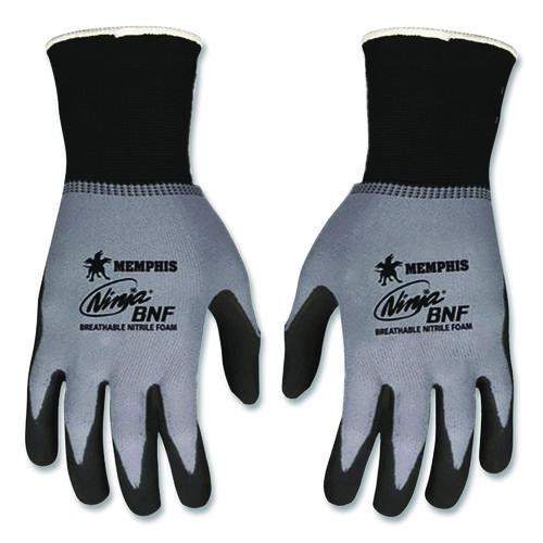 Image of MCR Safety Ninja Nitrile Coating Nylon/spandex Gloves, Black/gray, Small, Dozen