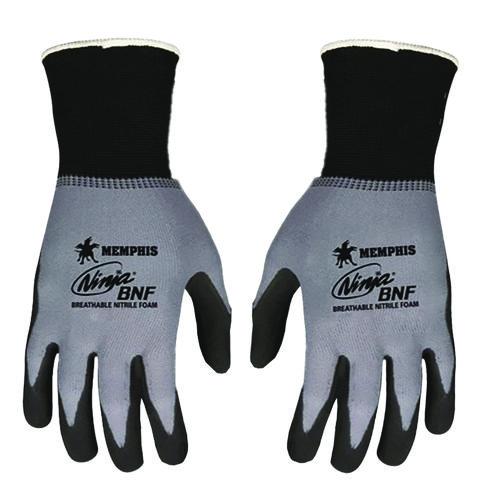 Image of MCR Safety N96790XL Ninja Nitrile Coating Nylon/Spandex Gloves, X-Large, Black/Gray, 12 Pairs