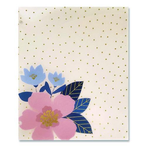 Image of Carolina Pad® 93039 Panache Glossy 3-Hole Punched 6-Pocket Folder, Accommodates 11 x 8.5 Sheets, Randomly Assorted Warm Colors