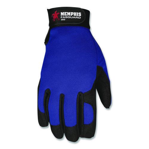 Image of MCR Safety 900M Clarino Synthetic Leather Palm Mechanics Gloves, Medium, Blue/Black, Pair