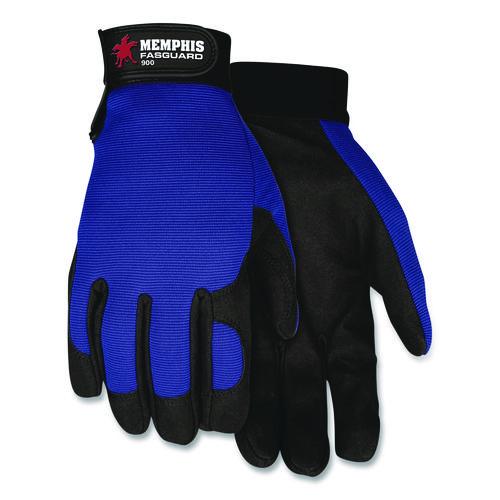 Image of MCR Safety 900M Clarino Synthetic Leather Palm Mechanics Gloves, Medium, Blue/Black, Pair