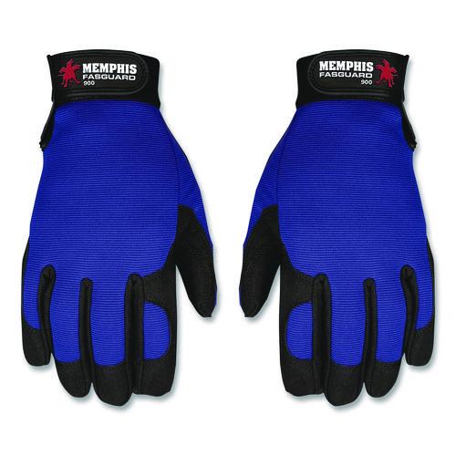 Image of MCR Safety 900XL Clarino Synthetic Leather Palm Mechanics Gloves, X-Large, Blue/Black, Pair