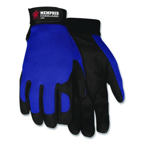Image of MCR Safety 900XL Clarino Synthetic Leather Palm Mechanics Gloves, X-Large, Blue/Black, Pair