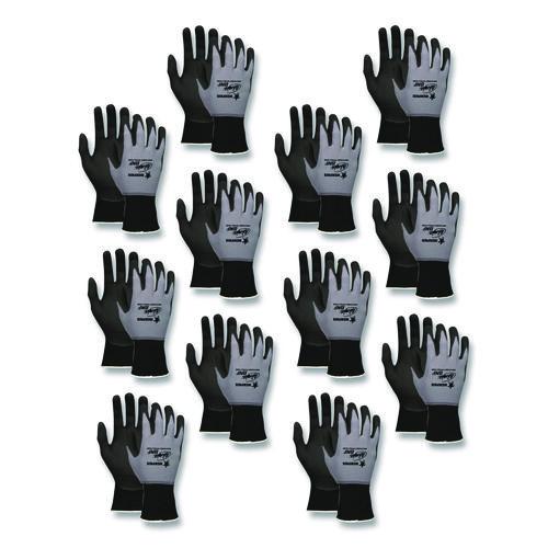 Image of MCR Safety N96790L Ninja Nitrile Coating Nylon/Spandex Gloves, Large, Black/Gray, 12 Pairs