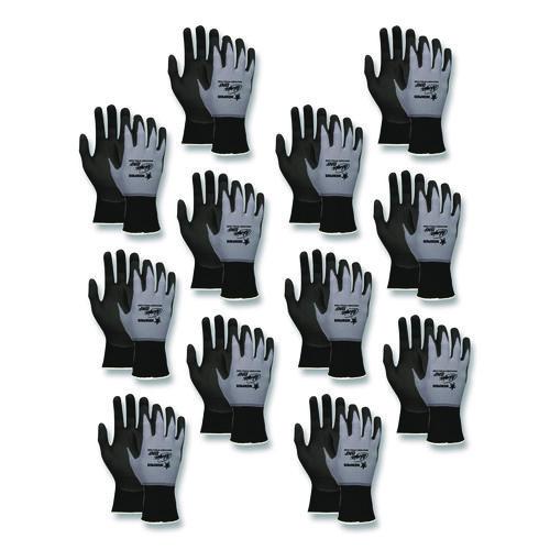 Image of MCR Safety Ninja Nitrile Coating Nylon/spandex Gloves, Black/gray, Medium, Dozen
