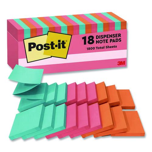 Image of Post-it® Dispenser Notes R330-18CTCP Original Pop-up Refill Cabinet Pack, 3" x 3", Poptimistic Collection Colors, 100 Sheets/Pad, 18 Pads/Pack