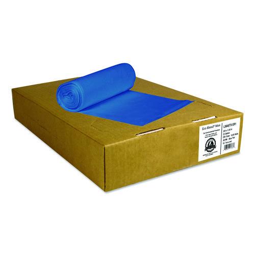 Image of Heritage L7658TX ER1 Eco Blend Max Can Liners, 60 gal, 0.8 mil, 38" x 58", Blue, 20 Bags/Roll, 5 Rolls/Carton