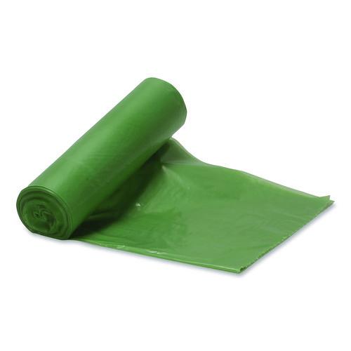 Image of Heritage L8046TE ER1 Eco Blend Max Can Liners, 45 gal, 0.8 mil, 40" x 46", Green, 25 Bags/Roll, 6 Rolls/Carton