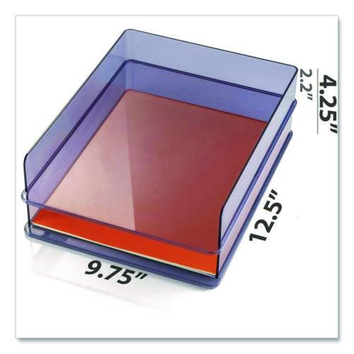 Image of Officemate 21040 Recycled Plastic Letter Tray, 1 Section, Letter Size Files, 10.16" x 12.8" x 2.76", Translucent Ash, 2/Pack