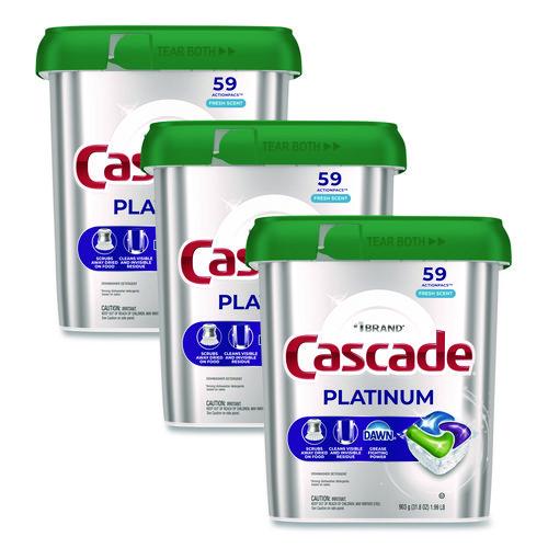 Image of Cascade® 80797181 ActionPacs, Fresh Scent, 31.8 oz, 59 Pacs/Tub, 3 Tubs/Carton