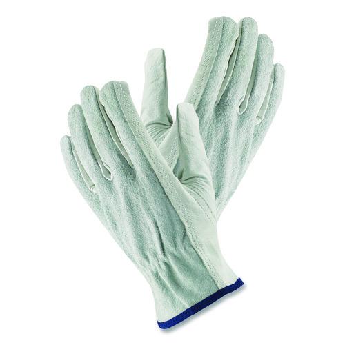 Image of PIP 179956 Top-Grain Leather Drivers Gloves with Shoulder-Split Cowhide Leather Back, Gunn Cut, Keystone Thumb, Medium, Gray, Pair
