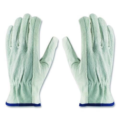 Image of PIP 179956 Top-Grain Leather Drivers Gloves with Shoulder-Split Cowhide Leather Back, Gunn Cut, Keystone Thumb, Medium, Gray, Pair