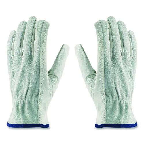 Image of PIP 179957 Top-Grain Leather Drivers Gloves with Shoulder-Split Cowhide Leather Back, Gunn Cut, Keystone Thumb, Small, Gray, Pair