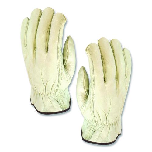 Image of PIP 68-162/M Economy Grade Top-Grain Cowhide Leather Work Gloves, Gunn Cut, Wing Thumb, Medium, Tan, Pair
