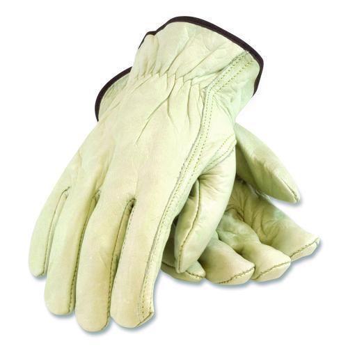 Image of PIP 68-162/M Economy Grade Top-Grain Cowhide Leather Work Gloves, Gunn Cut, Wing Thumb, Medium, Tan, Pair