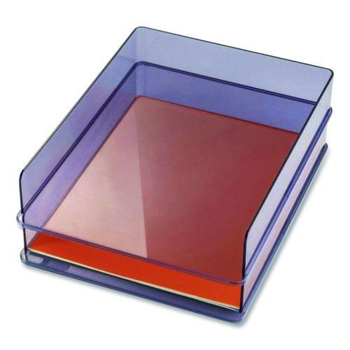 Image of Officemate 21040 Recycled Plastic Letter Tray, 1 Section, Letter Size Files, 10.16" x 12.8" x 2.76", Translucent Ash, 2/Pack