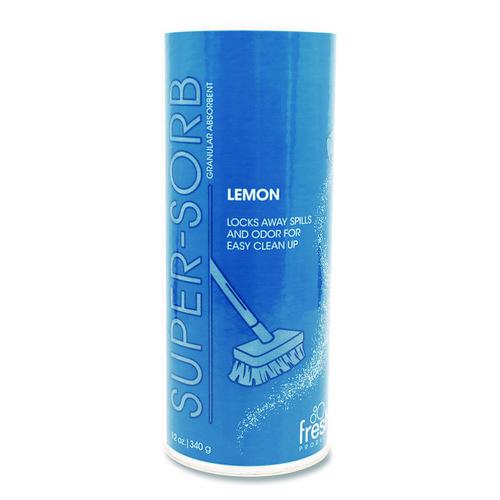 Image of Fresh Products SSC-F-006I024M-22 Super-Sorb Liquid Spill Absorbent, Lemon Scent, 720 oz Absorbing Volume, 12 oz Shaker Can
