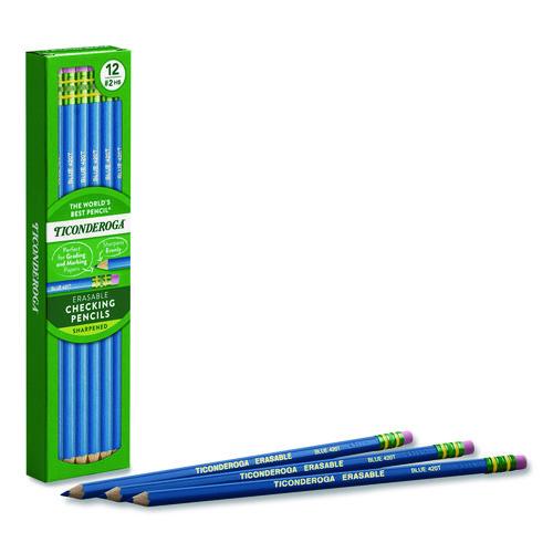 Image of Ticonderoga® 142090002 Erasable Colored Pencils, 2.6 mm, 2B (#2), Blue Lead, Blue Barrel, 12/Pack