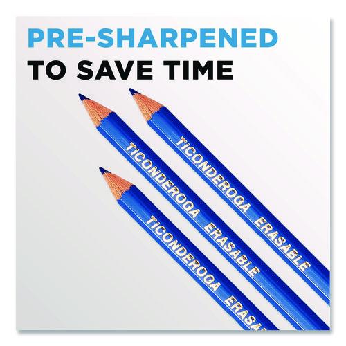 Image of Ticonderoga® 142090002 Erasable Colored Pencils, 2.6 mm, 2B (#2), Blue Lead, Blue Barrel, 12/Pack