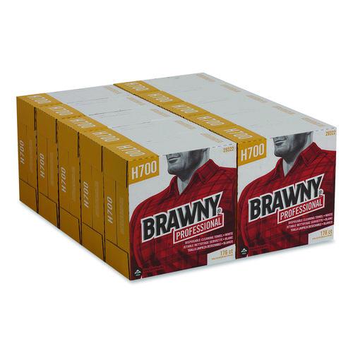 Image of Brawny® Professional 29322 Heavyweight HEF Disposable Shop Towels, 9 x 12.5, White, 176/Box, 10 Box/Carton