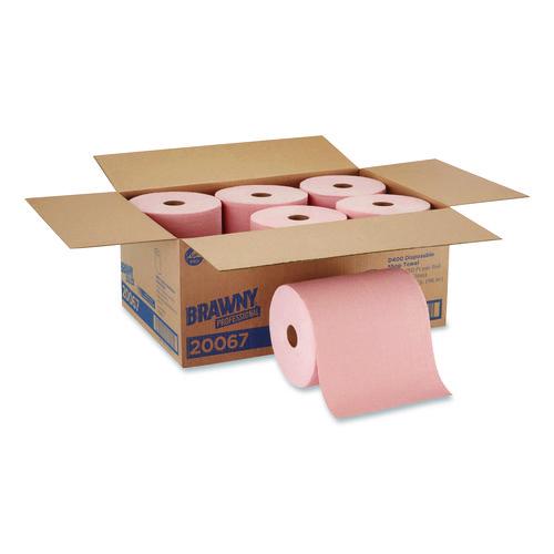 Image of Brawny® Professional 20067 goRag Premium All-Purpose DRC Roll Wipers, 10" x 250 ft, Orange, 6/Carton