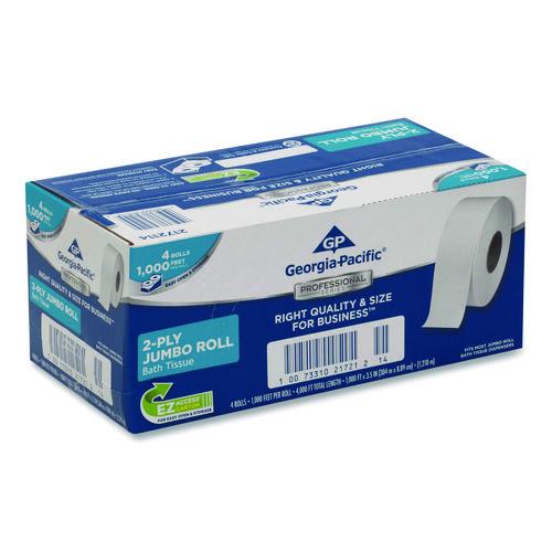 Image of Georgia Pacific® Professional 2172114 White Jumbo Bathroom Tissue, Septic Safe, 2-Ply, 3.5" x 1,000 ft, 4 Rolls/Carton