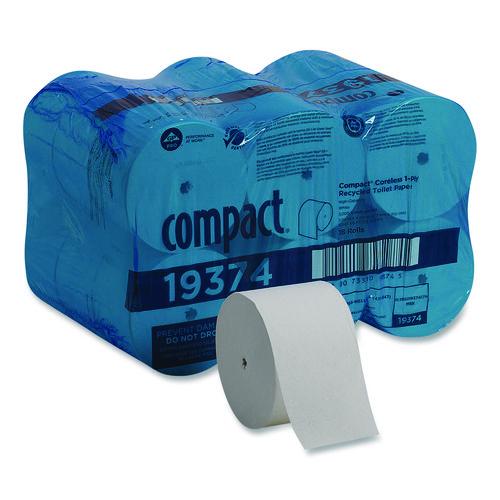 Image of Georgia Pacific® Professional 19374 Compact Coreless One-Ply Bath Tissue, Septic Safe, White, 3,000 Sheets/Roll, 18 Rolls/Carton