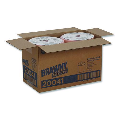 Image of Brawny® Professional 20041 Medium-Duty Wiper Refill, 1-Ply, 10 x 13, Unscented, Orange, 200/Roll, 2 Rolls/Carton