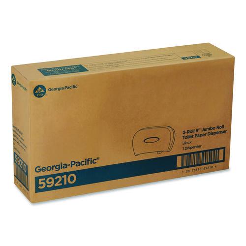 Image of Georgia Pacific® Professional 59210 Jumbo Jr. Bathroom Tissue Dispenser, Double Roll, 22.1 x 4.8 x 12.1, Black