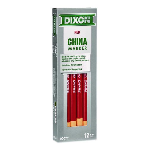 Image of Dixon® 000790002 China Marker, 0.37" x 7", Red, 12/Pack